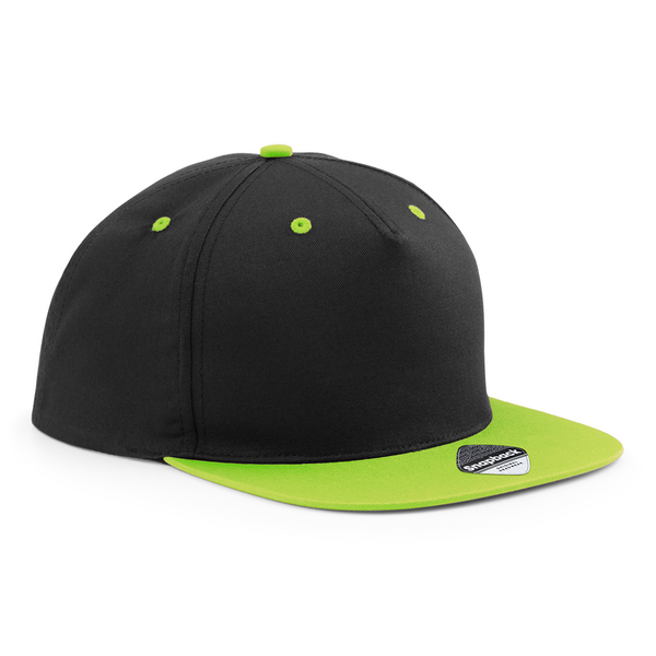 Custom Branded Contrasting Caps Black-Lime Green