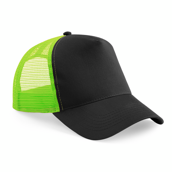 Custom Branded Trucker Caps Black-Lime Green