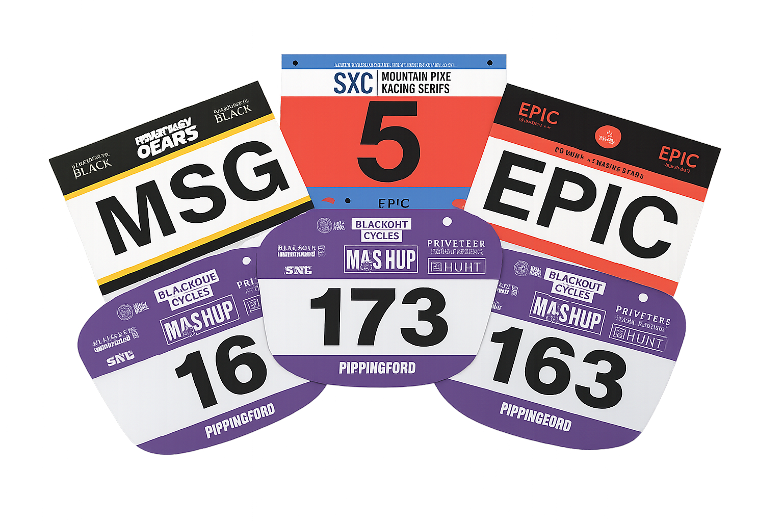 Custom Printed PVC MTB Enduro Race Numbers Custom Shaped