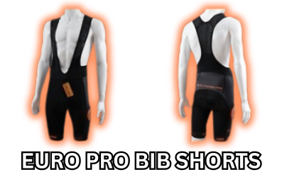 Premium custom printed EuroPro WAFFLE bib shorts with performance fabric, supportive fit and quality chamois comfort.