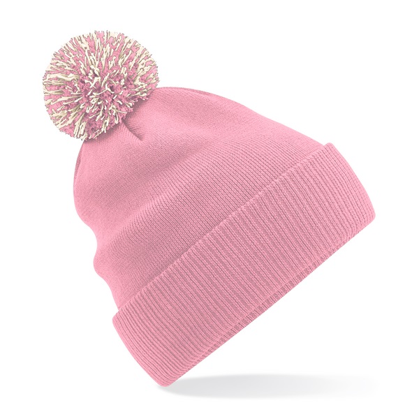 Custom Branded Snowstar Beanies Dusky Pink-Off White