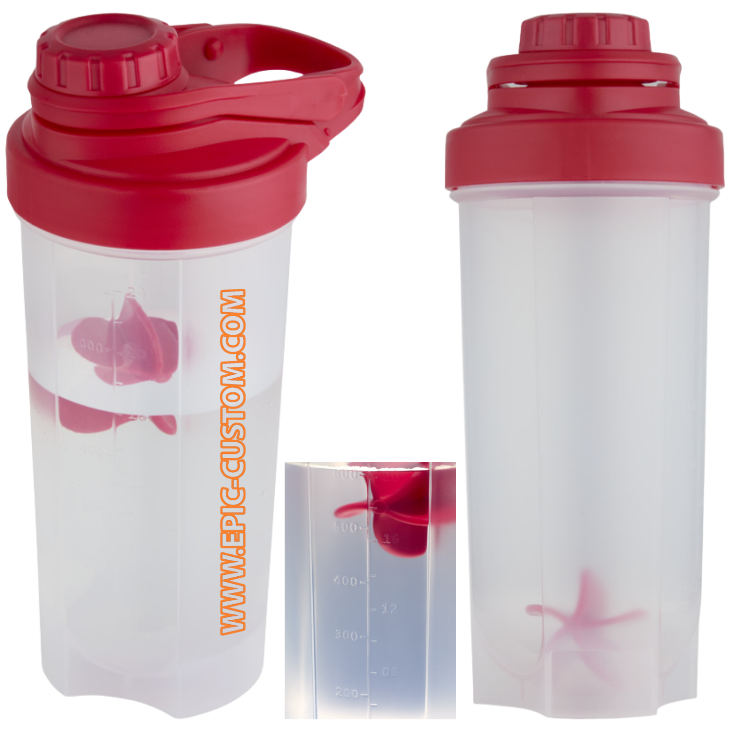 Epic custom printed protein shaker bottle in red