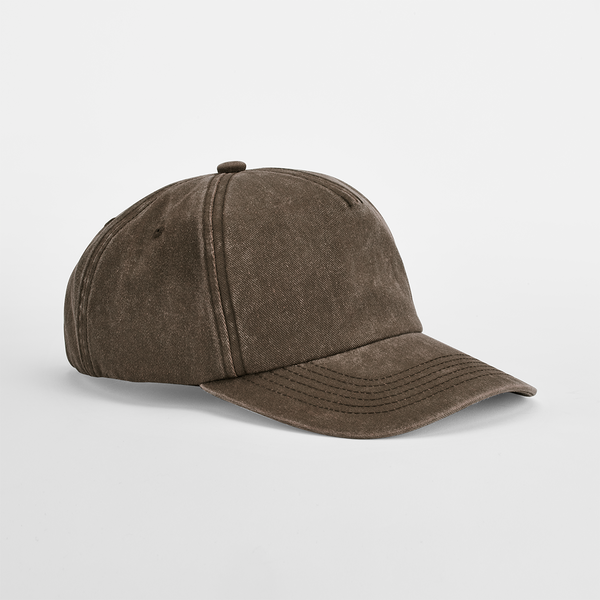 Custom Branded Relaxed 5 Panel Vintage Caps - Brown