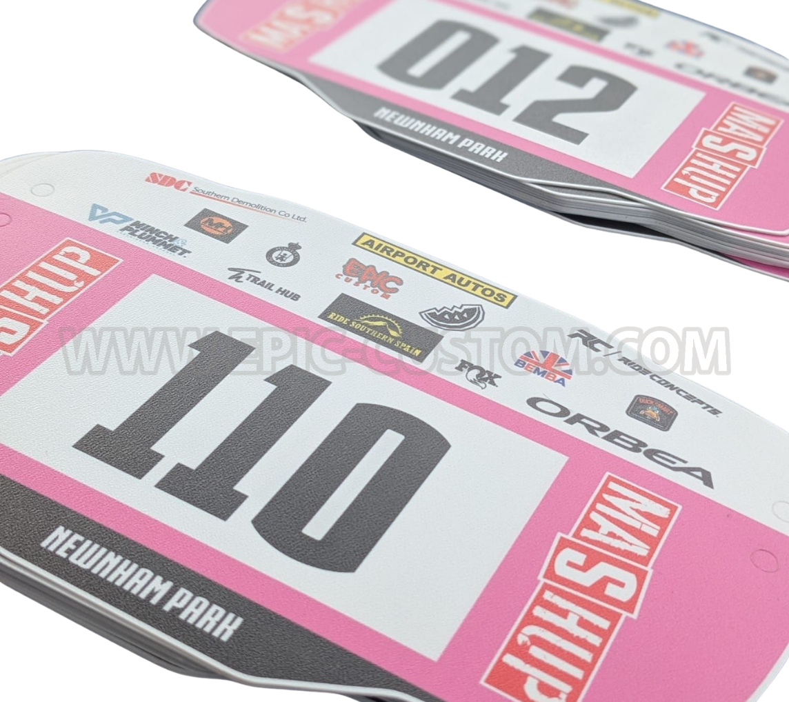 Custom printed reusable PVC enduro race boards produced for the Southern Enduro mountain bike race series.