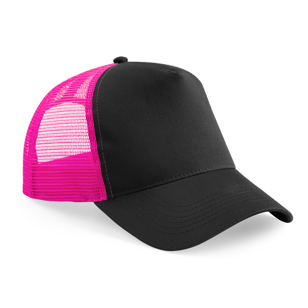 Custom Branded Trucker Caps Black-Fuchsia
