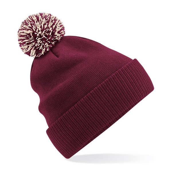 Custom Branded Snowstar Beanies Burgundy-Off White
