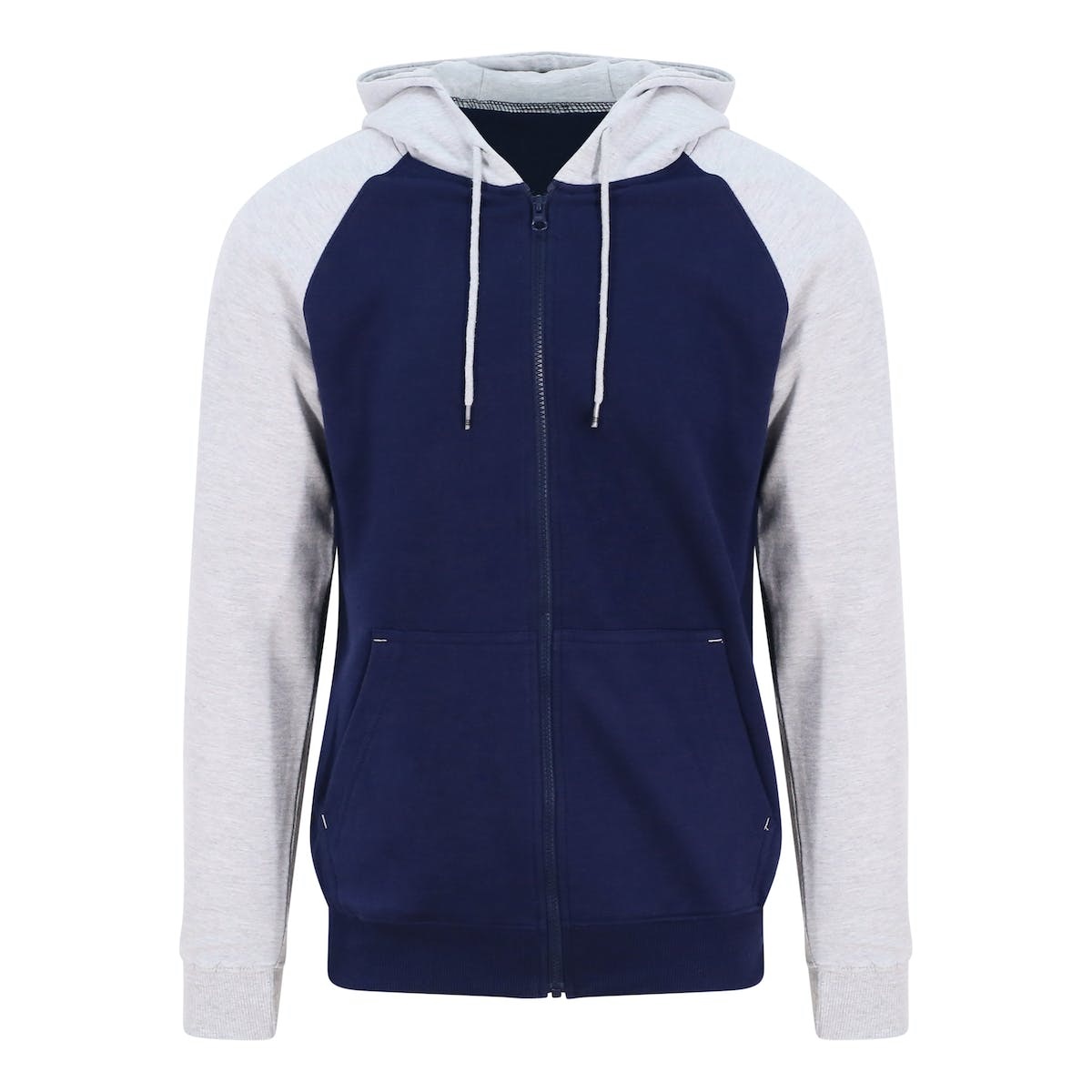 Printed Baseball Zoodies Oxford Navy & Heather Grey