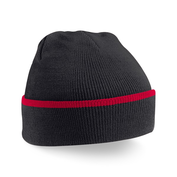 Custom Branded Teamwear Beanies Black-Classic Red