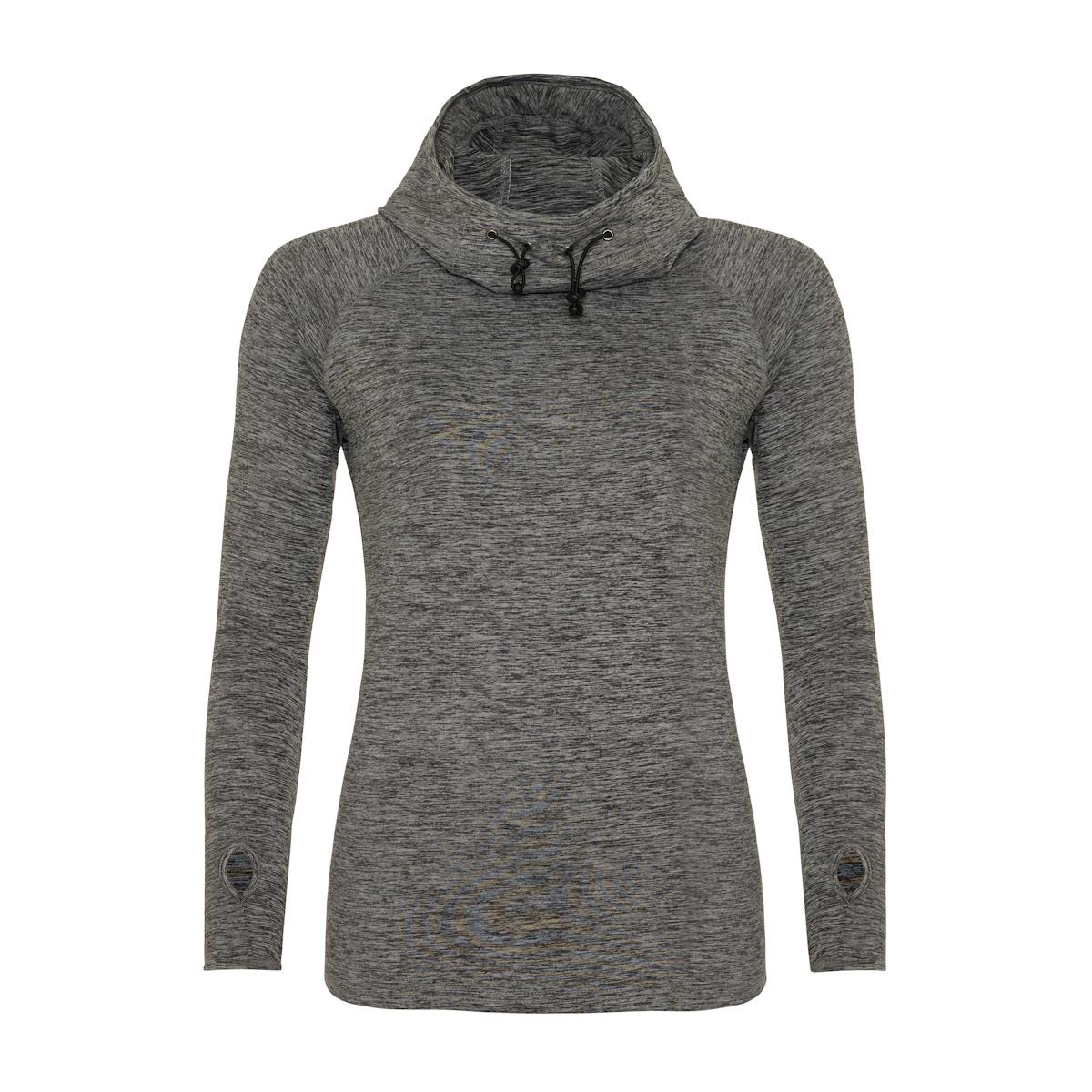 Grey Melange Women's COOL Sports Cowl Neck Hoodies