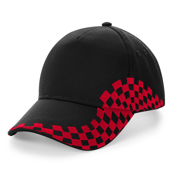 Custom Branded Grand Prix Caps Black-Red