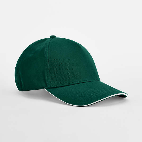 Bottle Green-White EarthAware® Classic Organic Cotton 5 Panel Cap - Sandwich Peak