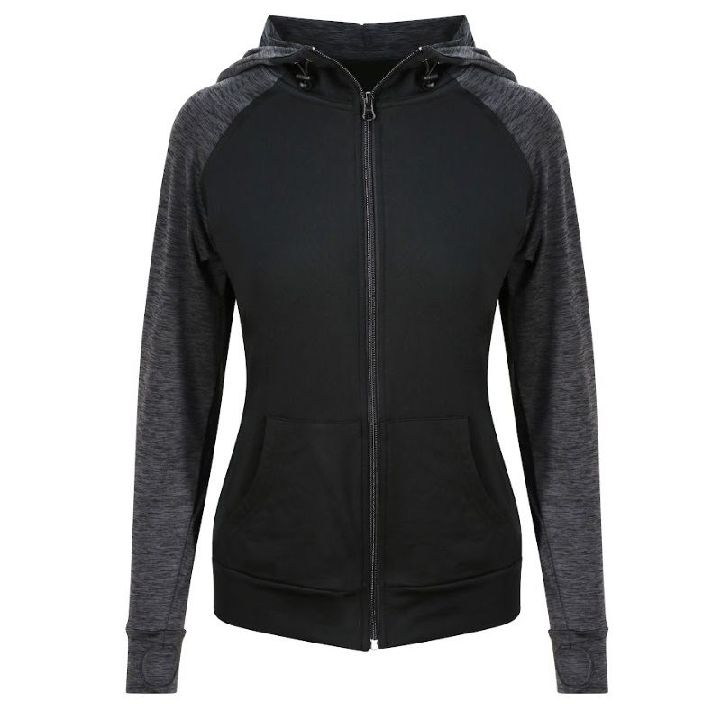 Women's COOL Workout Zoodies Black-Slate Melange