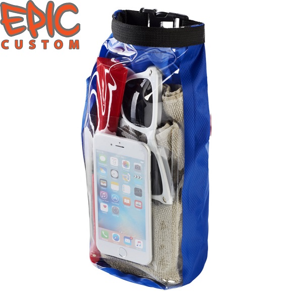 Custom Printed Waterproof Dry Bags with Phone Pouch BLUE