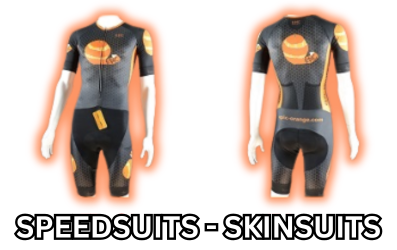 Premium custom printed cycling speedsuits and skinsuits with aerodynamic fit and high quality performance fabrics.
