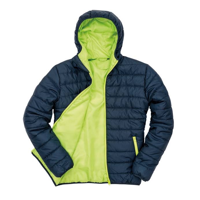Printed Padded Jackets Navy Blue & Lime Green