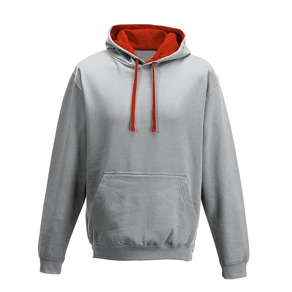 Printed Hoodies Heather Grey/Fire Red