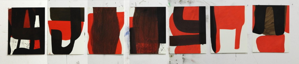 67-Serie de  peintures huile sur papier-juillet 2013-65x50cm x7