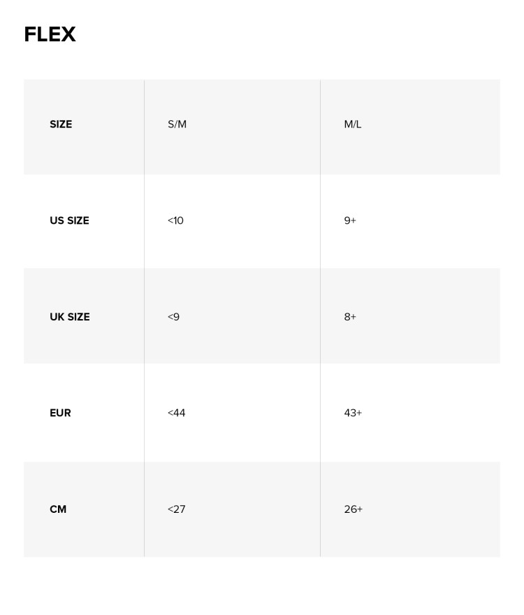 Flex TT Bindings Size Chart WindSucht