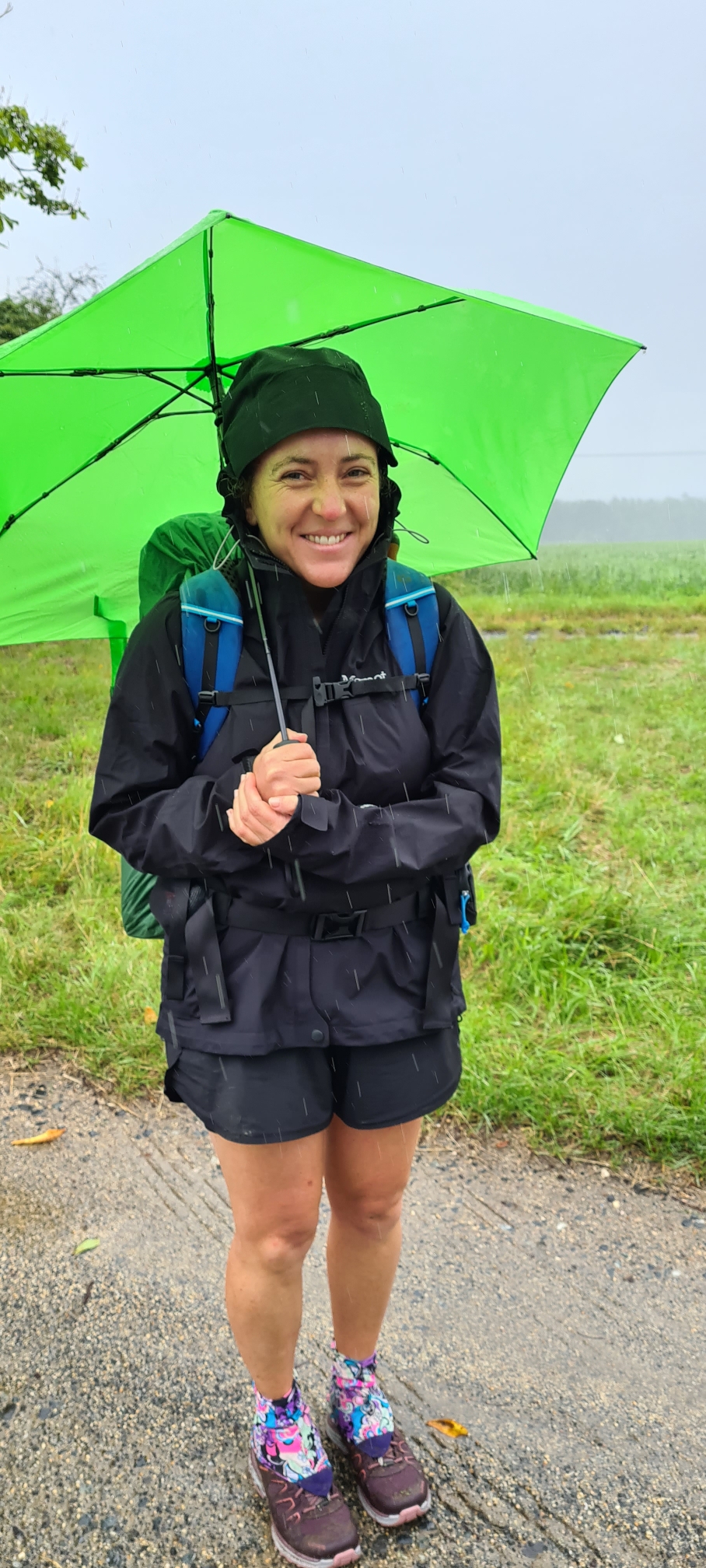 Jetzt,kurz vor Falkenberg musste die Regenjacke raus