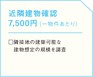 近隣建物確認 7,500円（一物件あたり）□隣接地の建築可能な建物想定の規模を調査の画像　