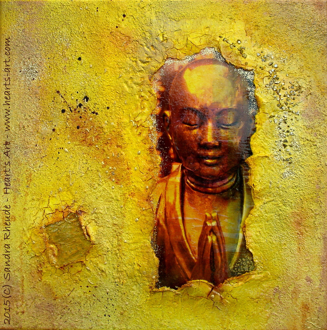 'Buddha's little Secret' - 2015/16 - Acryl/MixedMedia auf Leinwand - 40 x 40 cm - verkauft (Bayern)