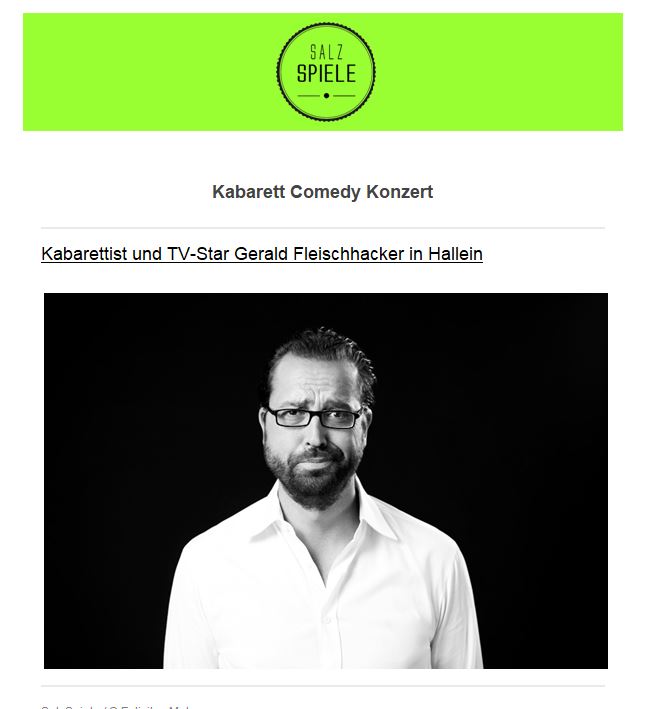 SalzSpiele Kabarett Gerald Fleischhacker - Ich bin ja nicht deppert!