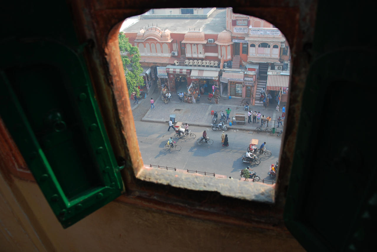 Jaipur 10.11.2014: Hawa Mahal, view from the 5th floor.