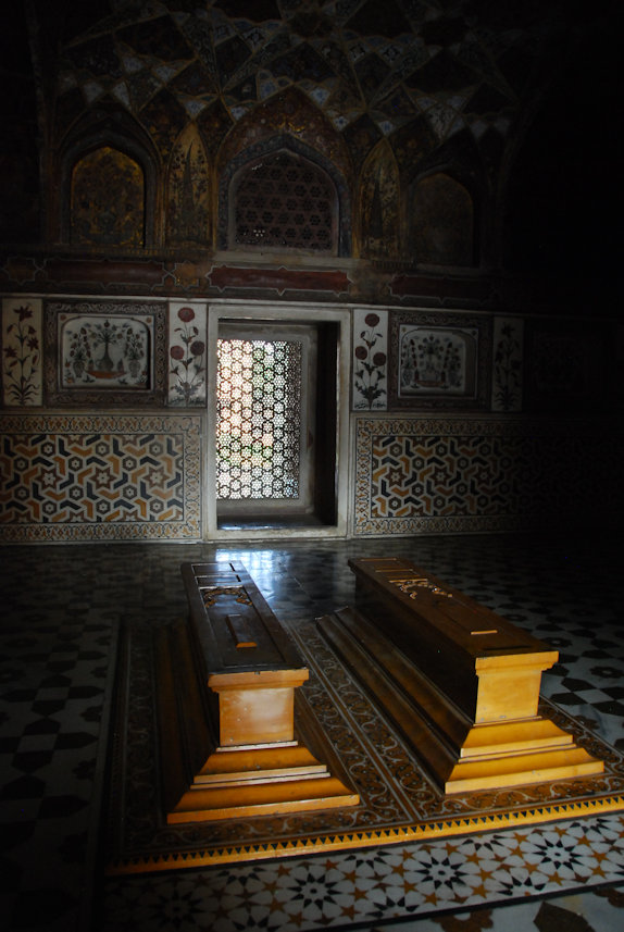 Agra 27.11.2014: Cenotaphs inside of Itimad-ud-Daulagh.