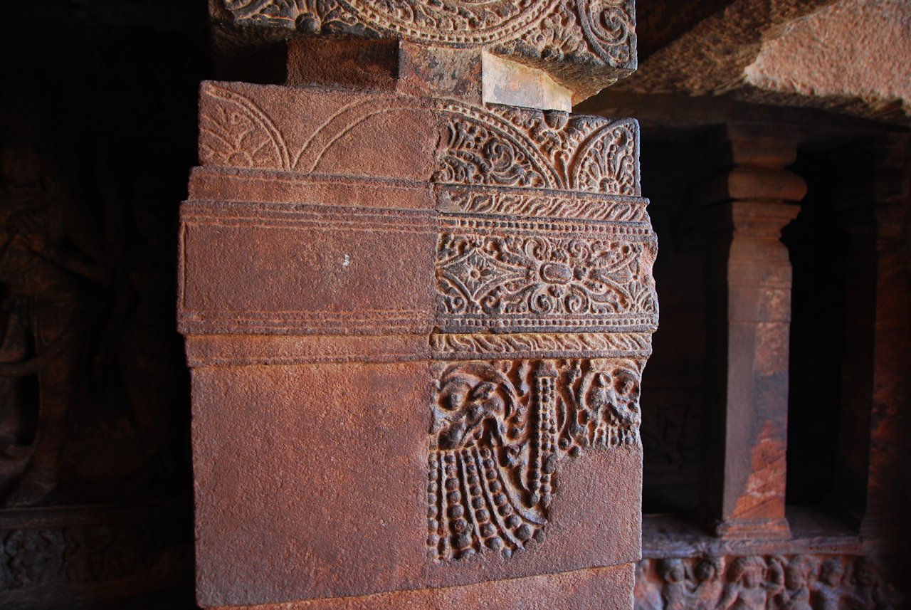 Badami, Karnataka 15.11.2010: Inside the caves - unfinished work.