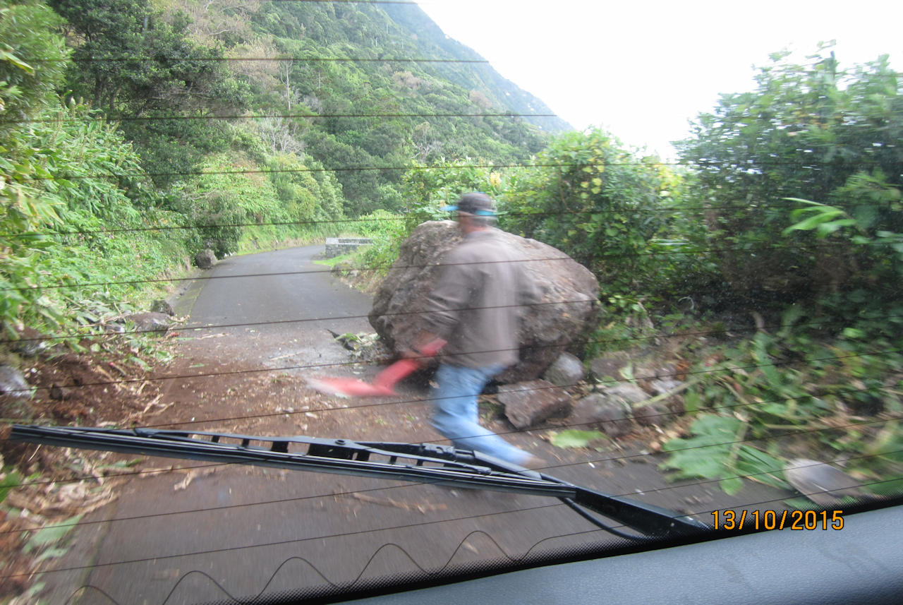 Azores 13.10.2015 - Sao Jorge:  Landslide at Faja Dos Cubres.