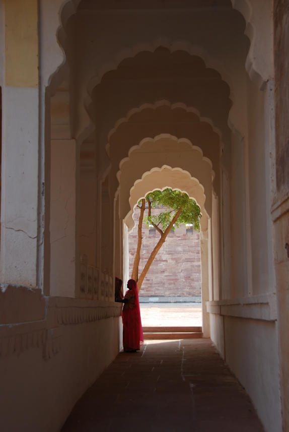 Jodhpur 13.11.2014: Mehrangarh Fort, at the courtyard of 17th century Moti Mahal (Pearl Palace).