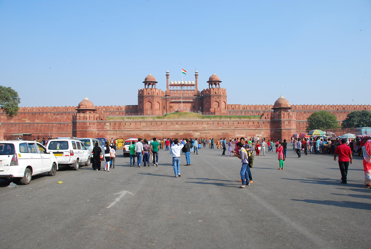 Delhi 06.11.2014: Red Fort, forecourt of Lahore Gate, main entrance of the fort.