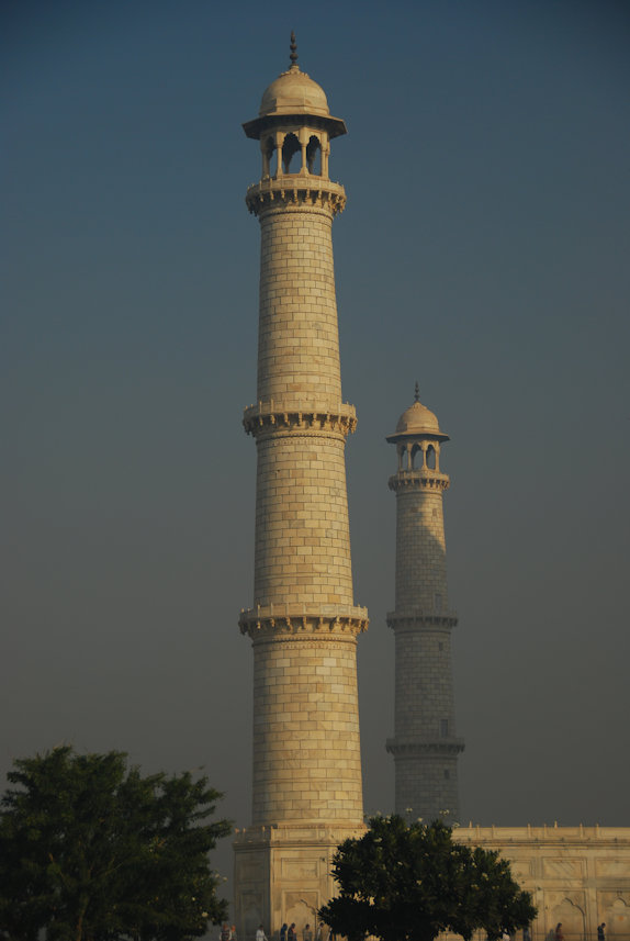 Agra 27.11.2014: West Minarets of Taj Mahal.