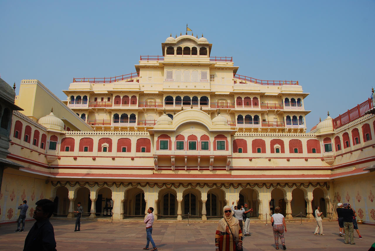 Jaipur 10.11.2014: City Palace, Pritam Niwas Chowk (inner courtyard). In the background Chandra Mahal, residence of the Maharaja.