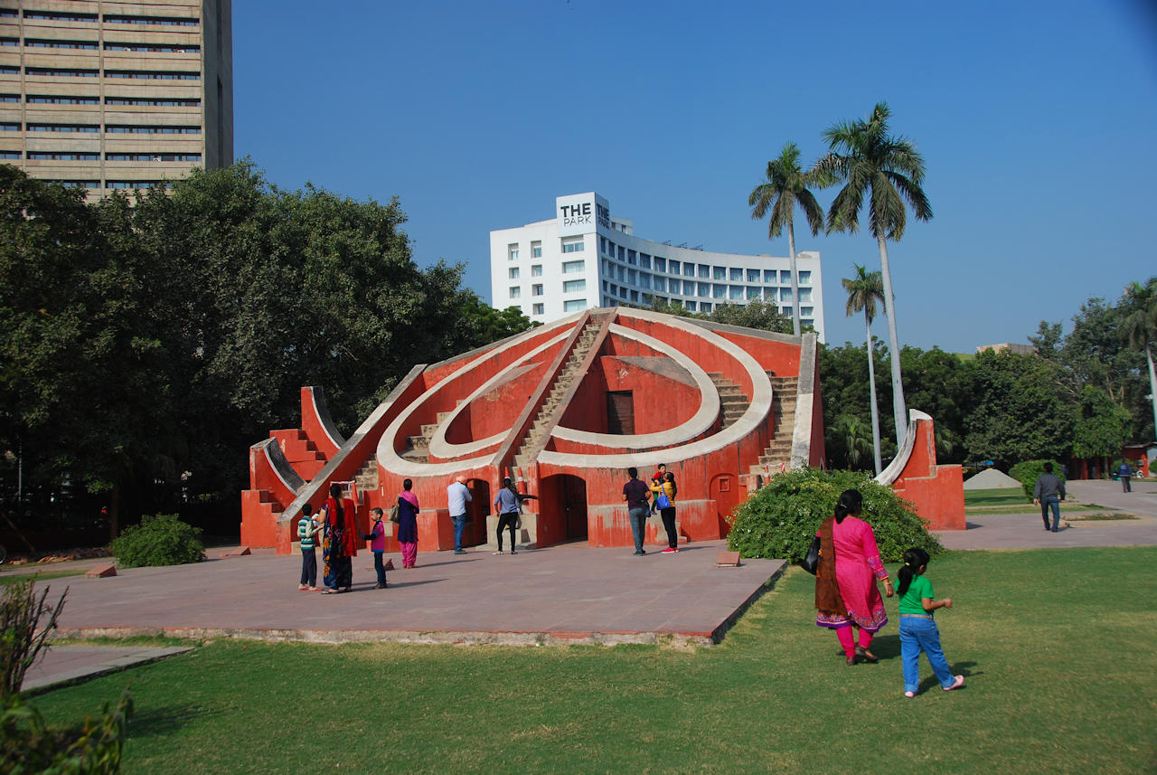 Delhi 30.11.2014: The ground of the Jantar Mantaris very popular for a sunday walk or picnic.