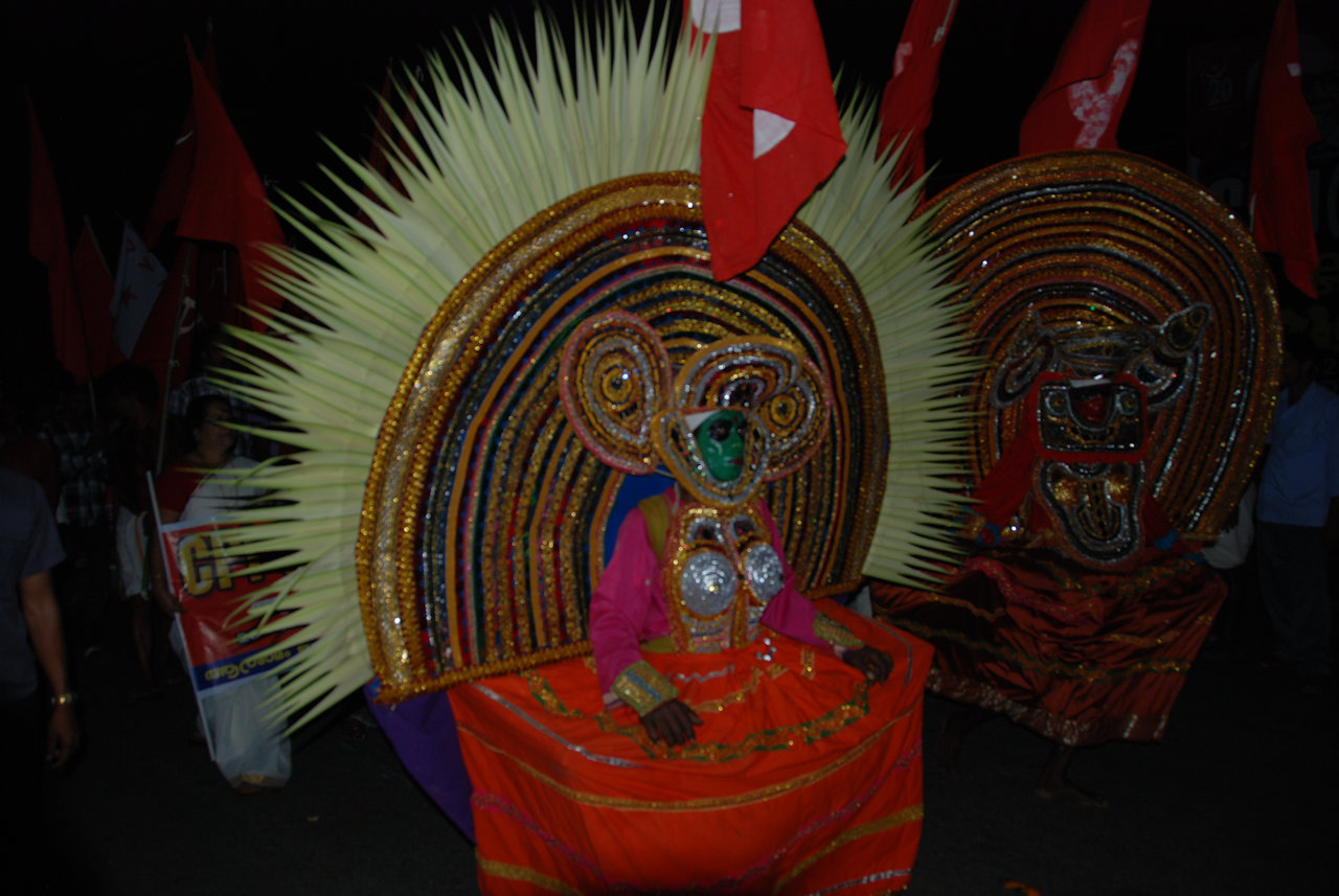 Kollam City 04.01.2012: Rally of CPI(M) --- Kathakali Dancer.