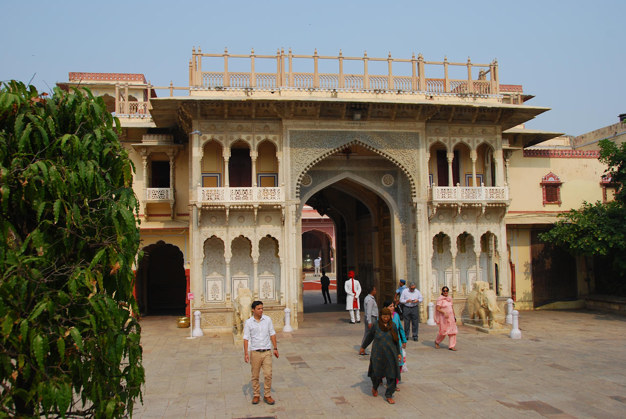 Jaipur 10.11.2014: City Palace, Rajendra Pol - connecting Mubarak Mahal and Diwan-i-Khas.