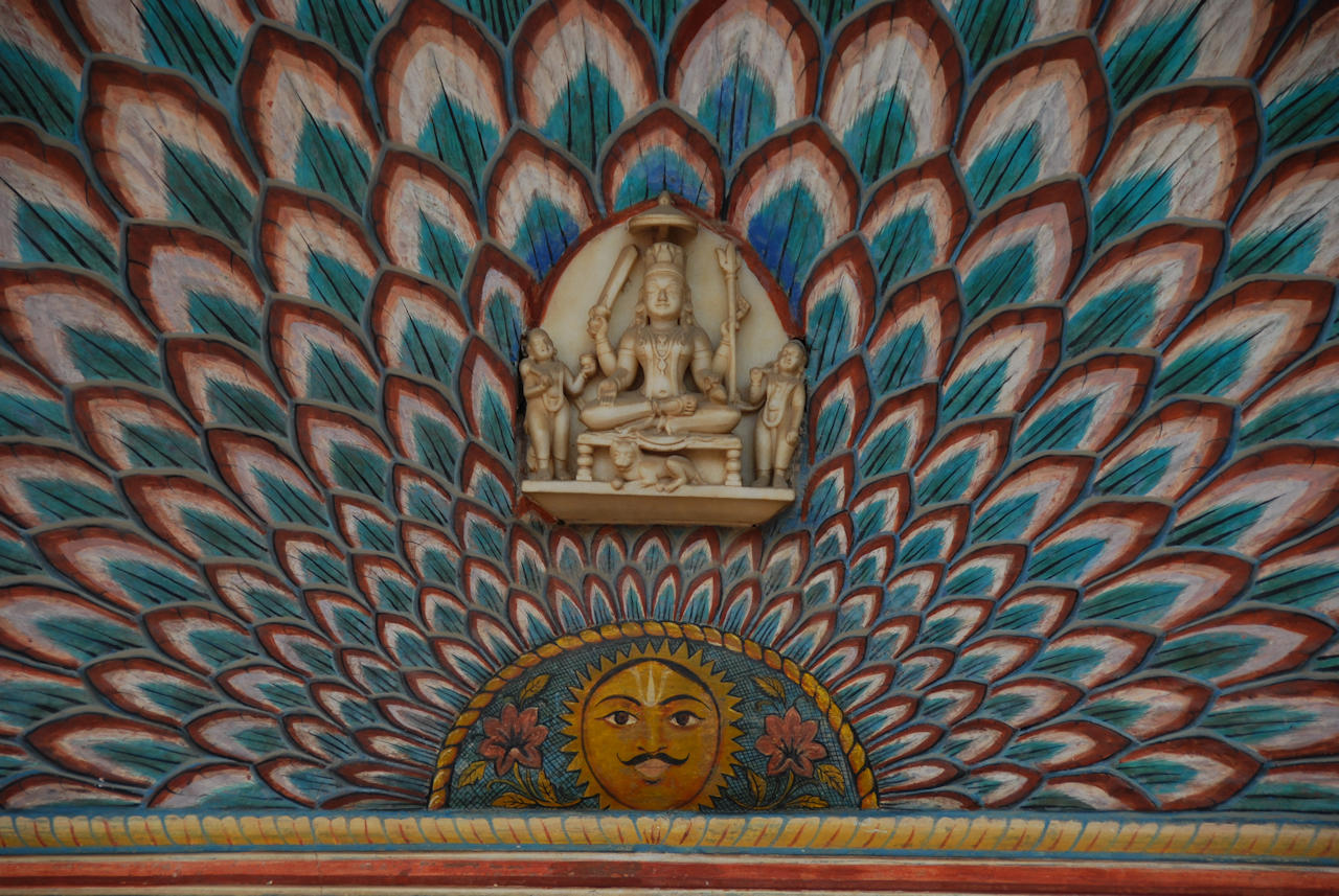 Jaipur 10.11.2014: City Palace, Pitam Niwas Chowk, details of Lotus Gate.