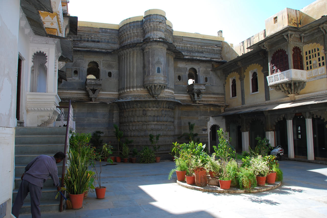 Udaipur 20.11.2014: Entrance court of Bagore Ki Haveli Museum.