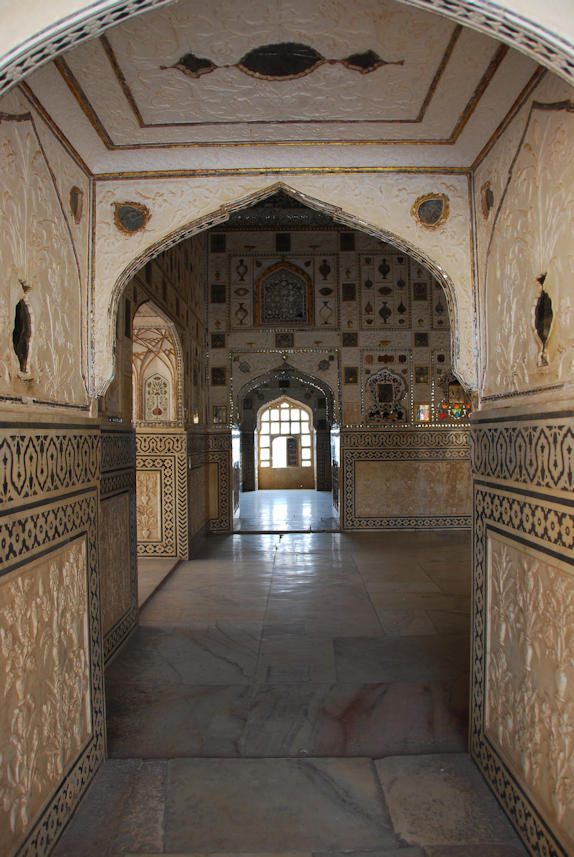 Jaipur 11.11.2014: The mirror palace is the most beautiful building in Amber Fort.