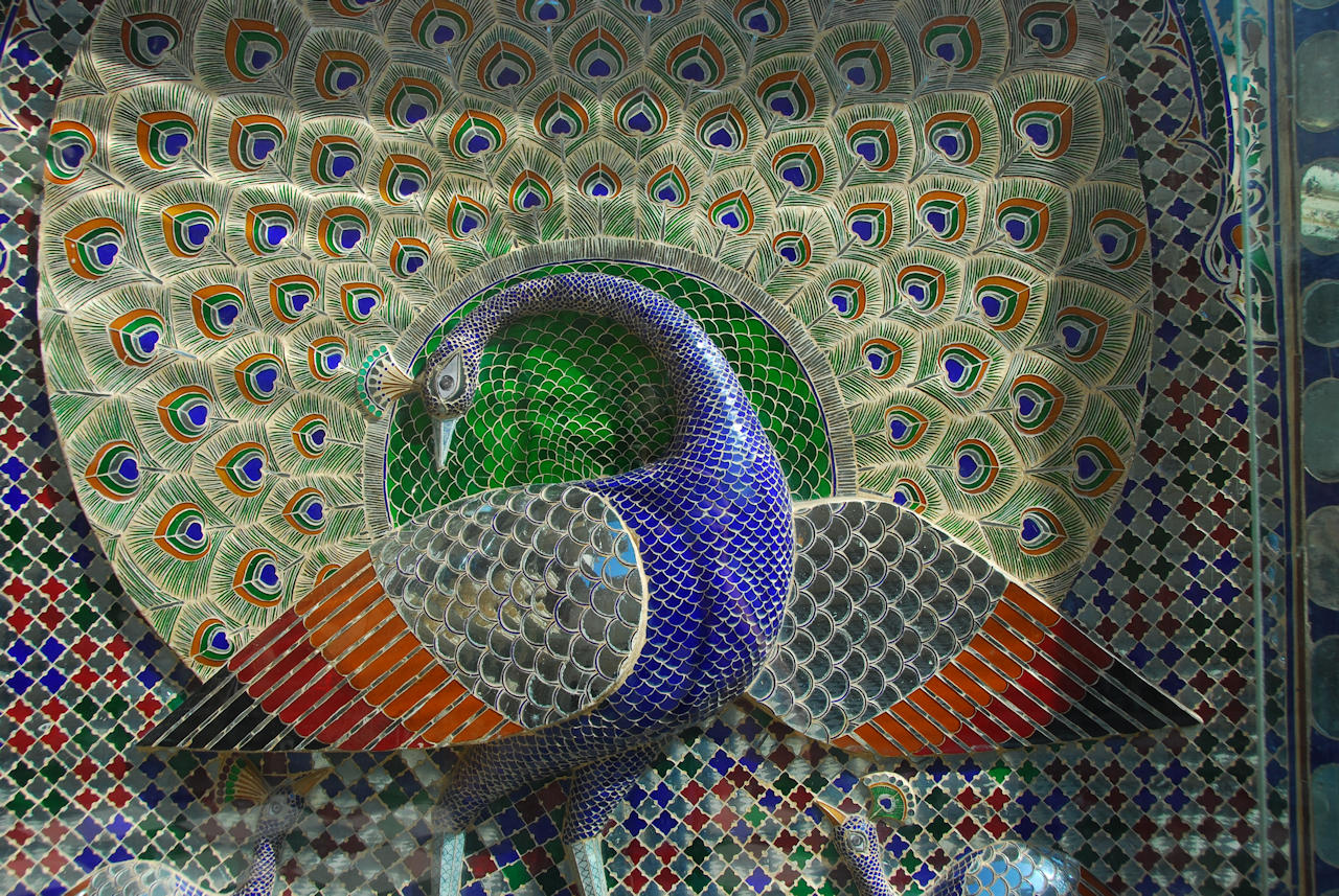 Udaipur 19.11.2014: Upper galery of  Mor Chowk (Peacock Courtyard).