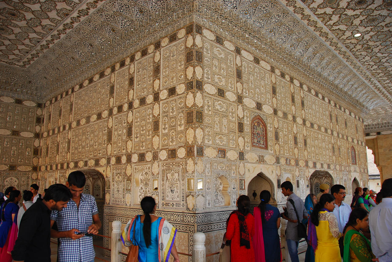 Jaipur 11.11.2014: Amber Fort, Jai Mandir (Sheesh Mahal (mirror palace)).