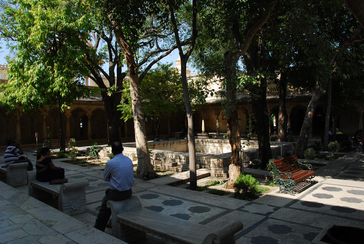 Udaipur 19.11.2014: Baadi Mahal (1699)  with a central courtyard inside the city palace museum.