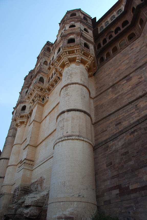 Jodhpur 13.11.2014: Mehrangarh Fort, view from the courtyard just behind the 1st gate.