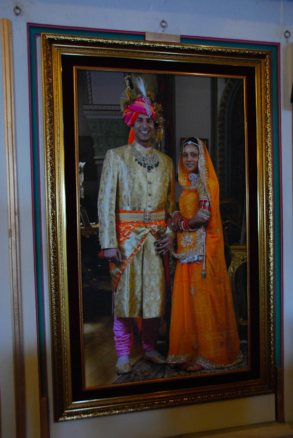 Udaipur 20.11.2014: City Palace - Durbar Hall, partait of the residing Maharaja and his wife.