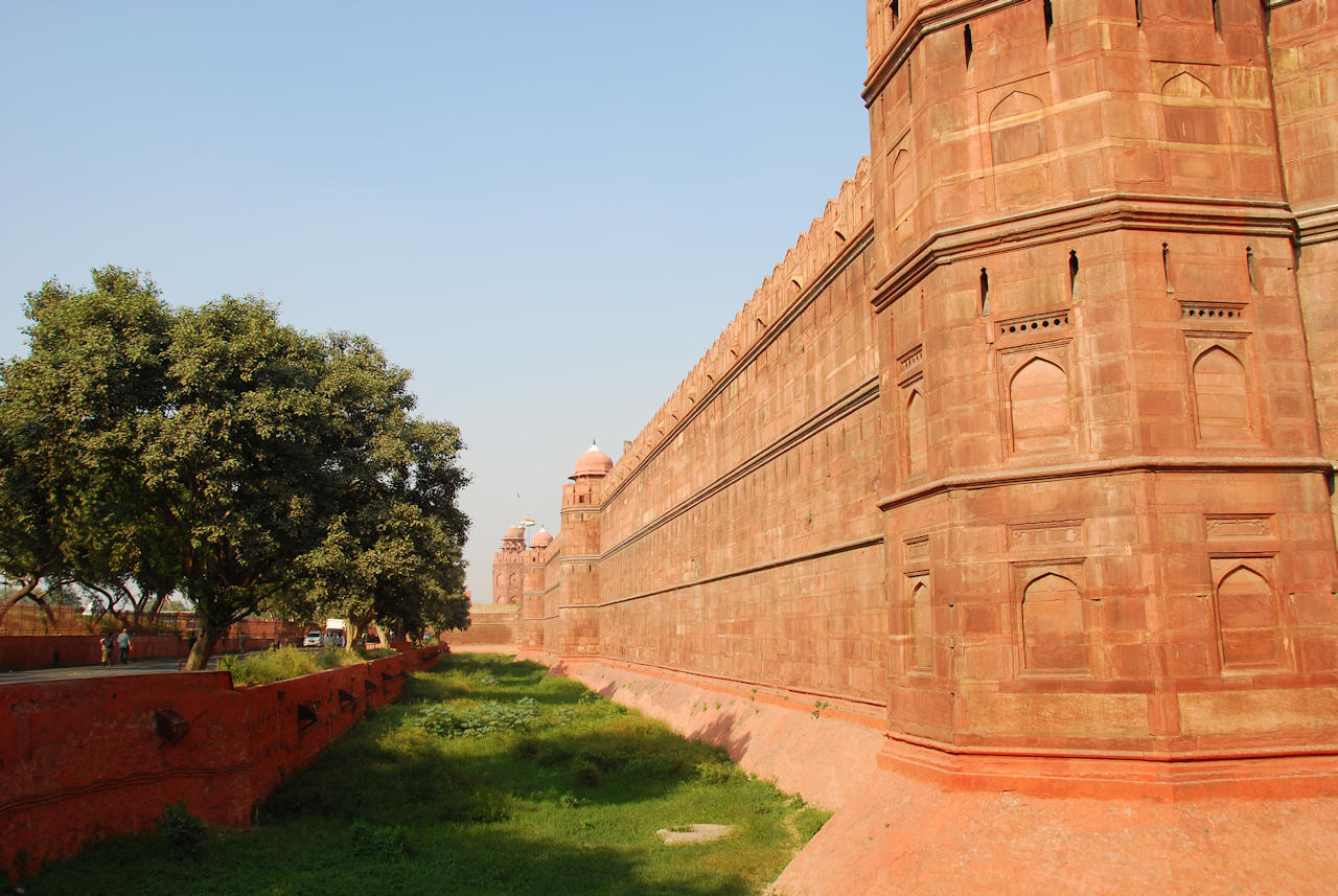 Delhi 06.11.2014: Red Fort, built 1638 - 1648 by Shah Jahan. The walls around are 2km long and 18m-33m high.