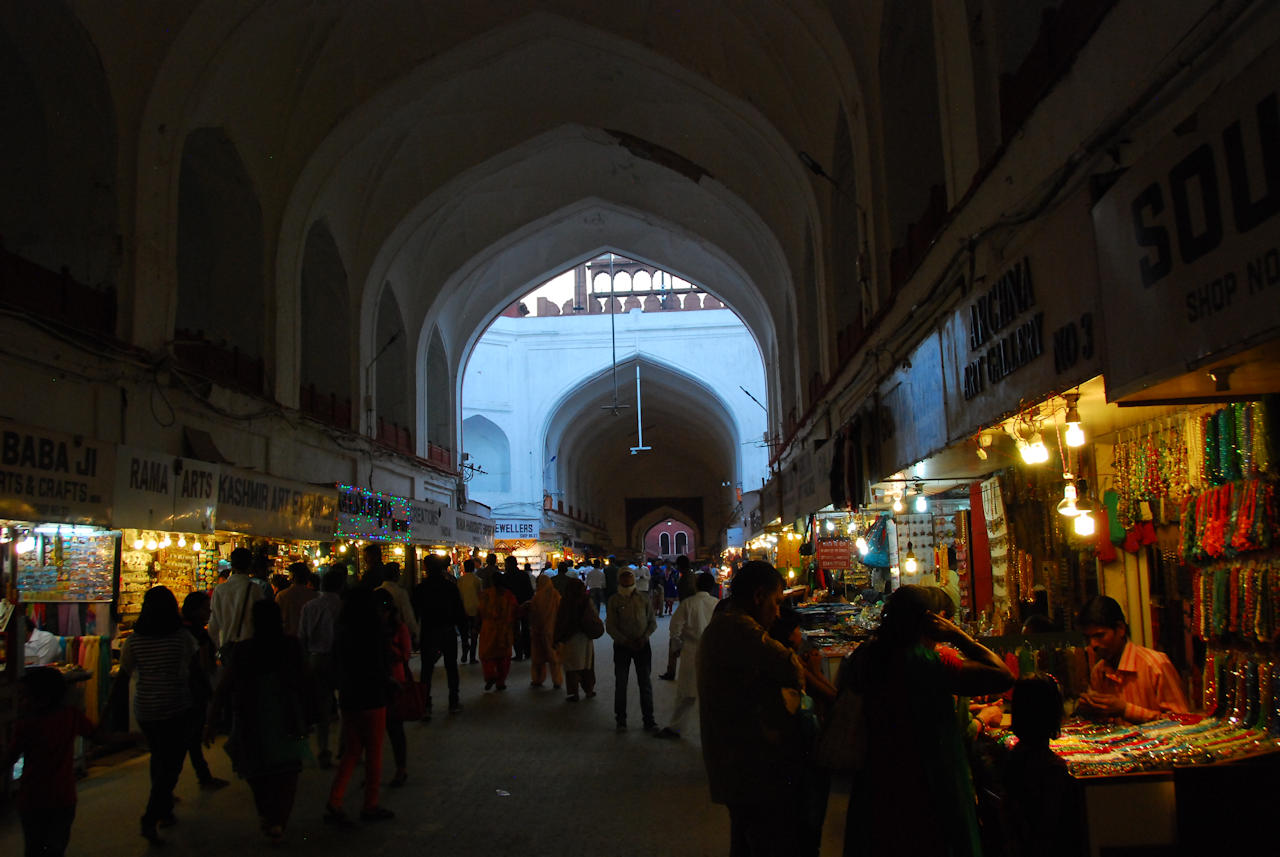 Delhi 06.11.2014: Red Fort, Chatta Chowk (Covered Bazaar) between Lahore Gate and Naubat Khana.