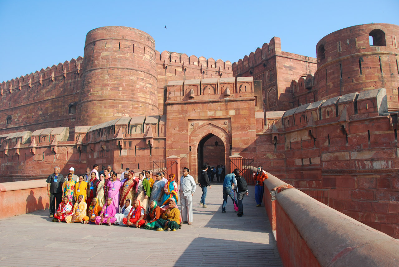 Agra 26.11.2014: On the former drawbridge to Agra Fort.