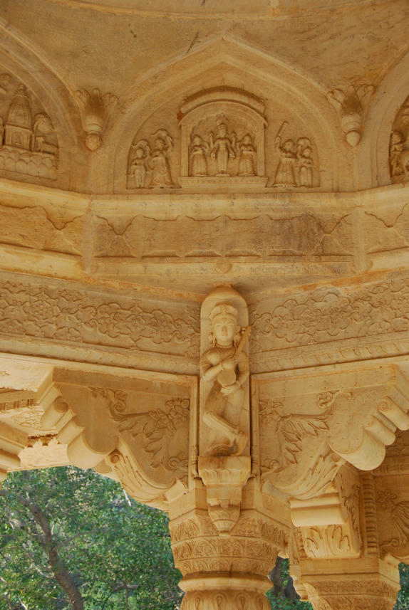 Jaipur 11.11.2014: The carvings on the tombs at Royal Gaitor show scenes from the Hindu mythology.