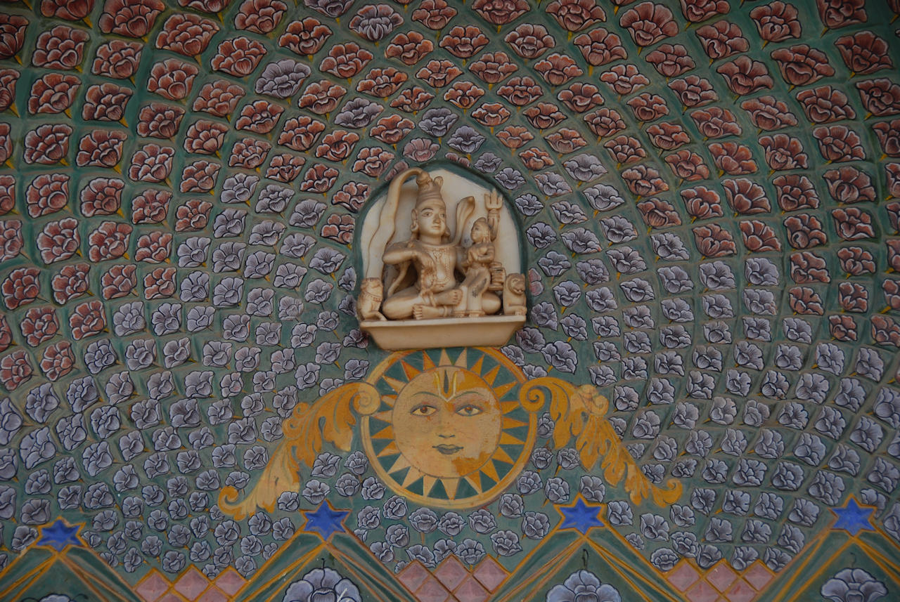 Jaipur 10.11.2014: City Palace, Pitam Niwas Chowk, details of Rose Gate.